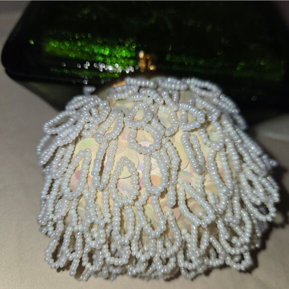 Beaded Evening Purse/coin Bag Evening Round Beaded, Sequins, Rhineston Vtg - Picture 9 of 16